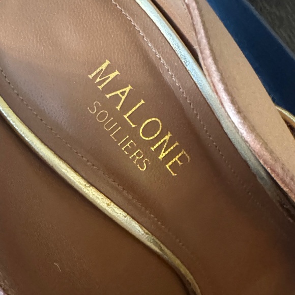 Authentic Used Malone Souliers Pink Blush and Gold Women's 70MM Heels Size 37 - Picture 4 of 16
